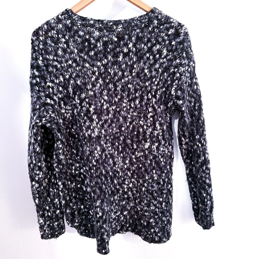 J Jill Chunky Marled Knit Gray Crew Neck Oversized Sweater Wool Blend Medium - Picture 2 of 8